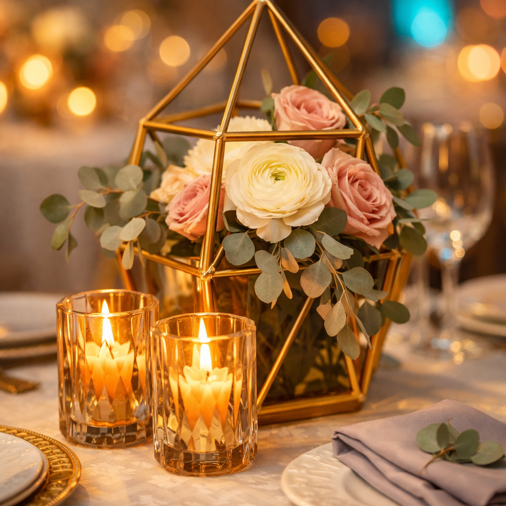 El yapımı çiçek aranjmanı ve masa dekorasyonu detayı