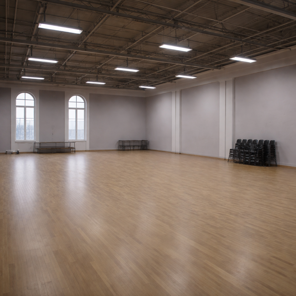 Boş salon, etkinlik öncesi ham haliyle