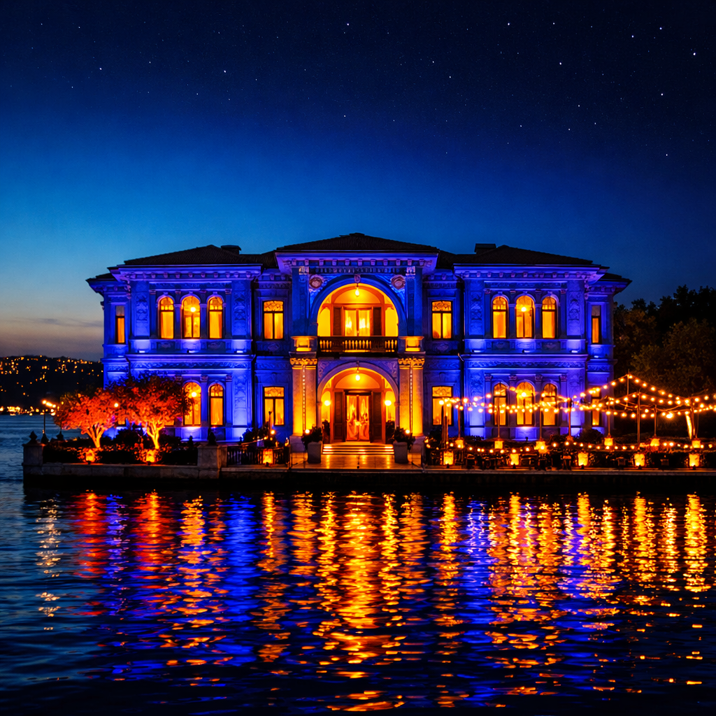 Tarihi köşk mekânı, etkinlik için hazırlanmış salon