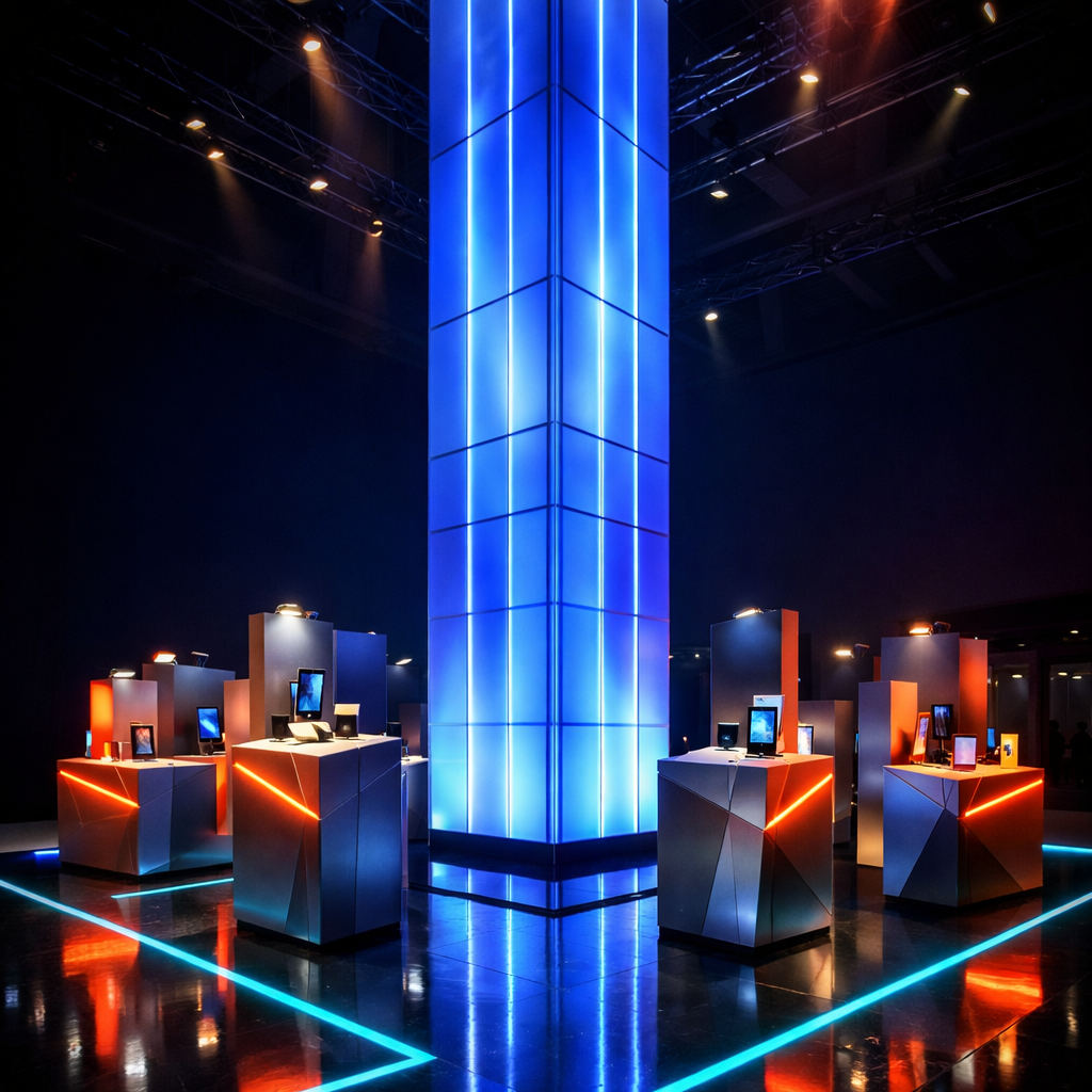 Teknoloji ürün tanıtım etkinliği, modern sahne tasarımı