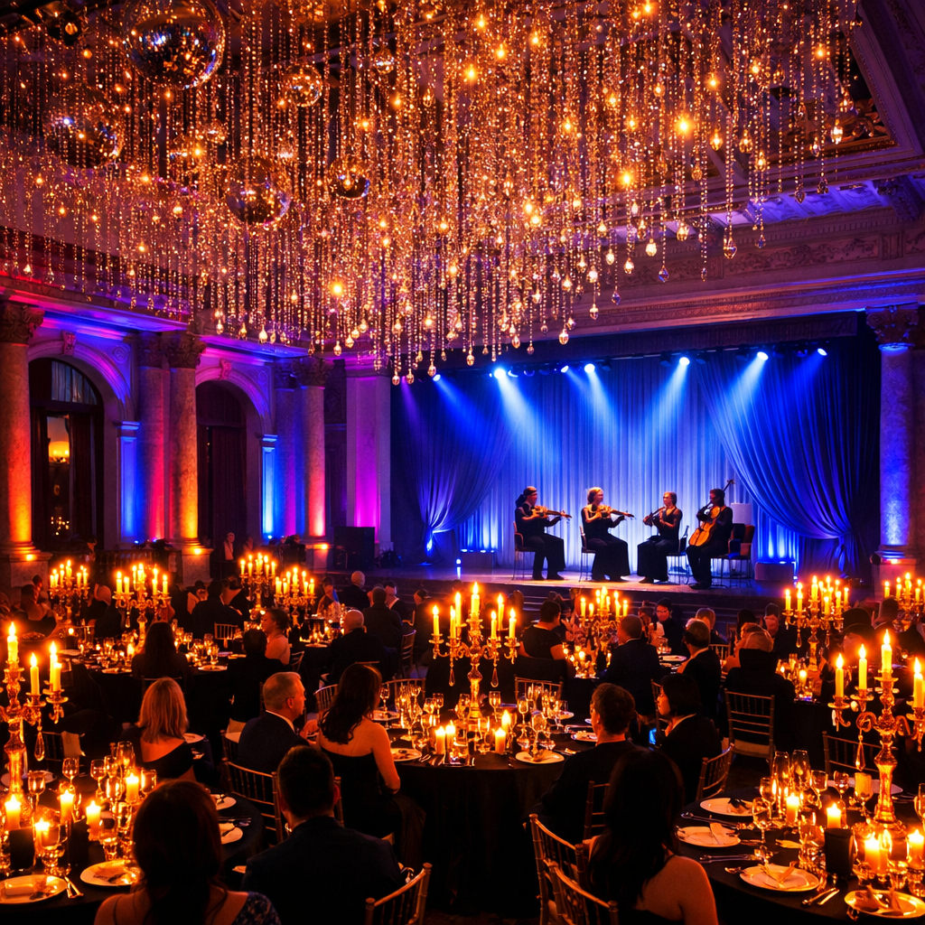 Yardım kuruluşu gala gecesi, kırmızı halı ve ışık tasarımı