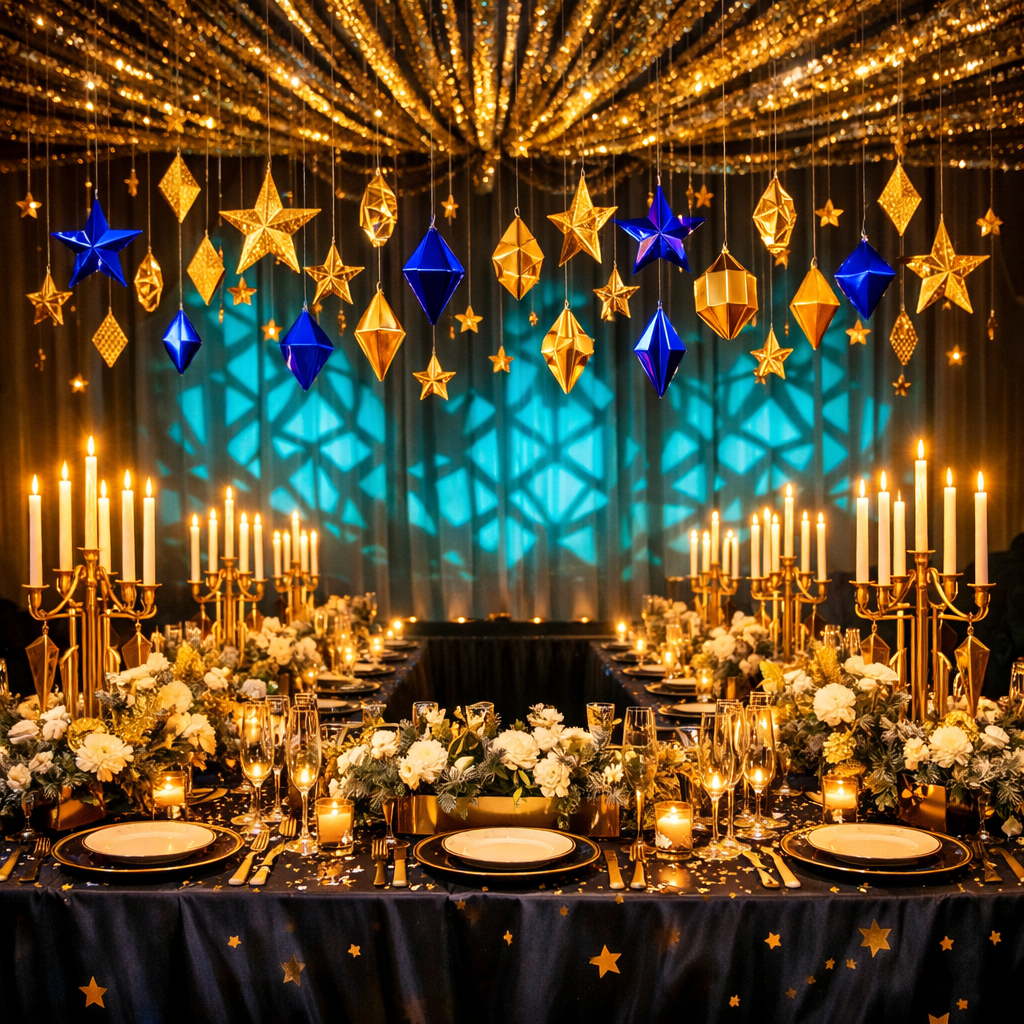 Kurumsal yılbaşı kutlaması, kırmızı ve yeşil dekorasyon